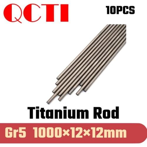 10pcs Gr5 12mm dia x 1000mm length Titanium Alloy Round Bar Rod Industry Machine Use DIY Anti-corrosion Material