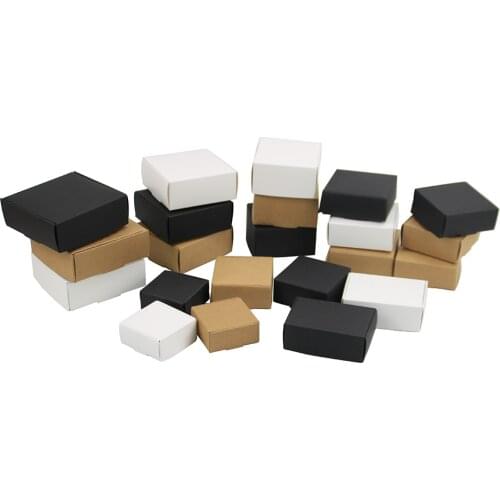 10pcs/set Solid Color Black White Brown Jewelry Boxes for Party Small Gift Packing Candy Box