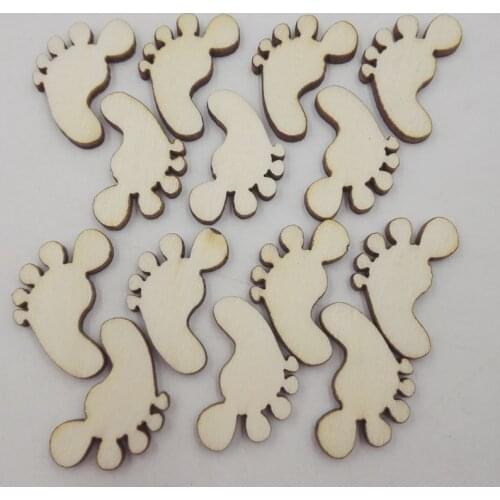 100pcs/set Footprint Shape Wood Slice Stickers, for Holiday Party Wedding Decor, Nusery DIY Craft Supplies