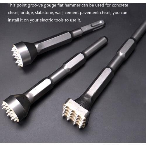12 Teeth Square Shank Alloy Point Groove Gouge Flat Concrete Chisel Tile Repasting Tool Electric Hammer Bits Bridge/Slabstone
