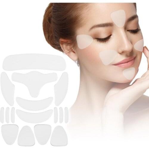 16pcs Reusable Silicone Anti-wrinkle Face Smoothing Pads Tape Patches Sticker for Forehead Eye Face Wrinkles skincare set