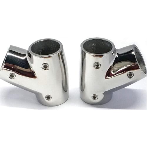 2pcs Stainless Steel Bow & Boat Hand Rail 60 Degree Tee Fitting 1" Tube