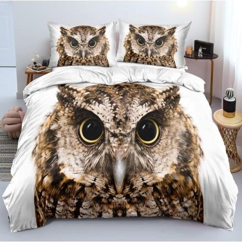 3D Owl Comforter Covers Bedclothes Duvet Cover Pillowships Twin King Queen Double Single Sizes White Custom Design Home Textile