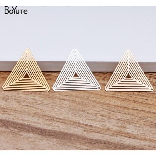 BoYuTe 20Pcs 28.5MM Filigree Brass Triangle Metal Sheet Silver Gold Diy Pendant Charms for Jewelry Making