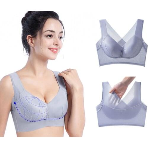 Push Up Ice Silk Bra Womens Lingerie Seamless Soft Sports Bras Backless Brassiere Female Plus Size Breathable Bralette Underwear