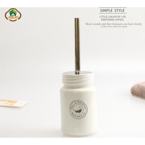 MSJO Toilet Brush Cleaner Set Bathroom Accessories Ceramic Stainless Steel Nordic INS Style Bathroom Cleaning Toilet Tool Holder