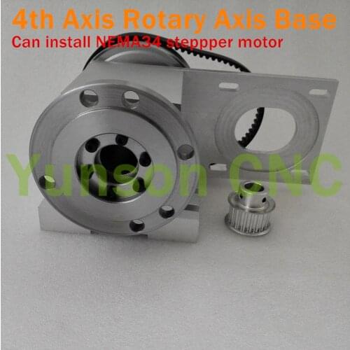 CNC 4th Axis Hollow Shaft Rotary Axis Base with 100mm Diameter Connected Plate for NEMA34 motor