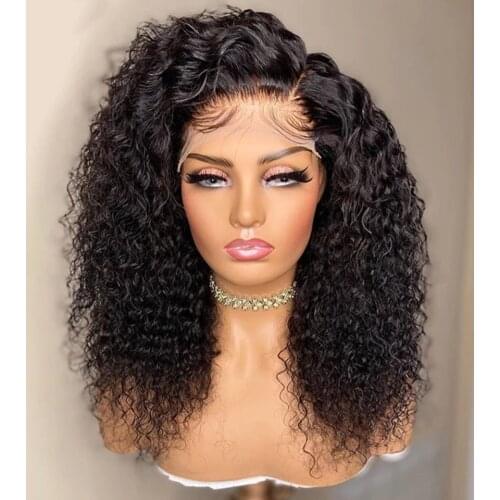 Long Kinky Curly Full Wigs For Black Women African Glueless Synthetic Lace Front Heat Resistant Cosplay Wigs With Baby Hair