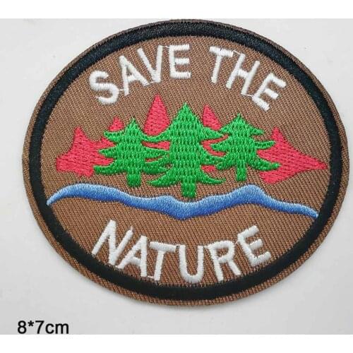 Save Nature Environmental Iron On Patches Embroidered Clothes Patch For Clothing Clothes Stickers Garment Apparel Accessories