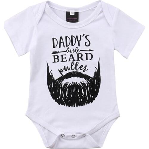 2018 Newborn Baby Cotton Bodysuit Toddler Boy Girl Clothes Short Sleeve Cute Casual Letter Mustache Jumpsuit Outfit Sale 0-18M