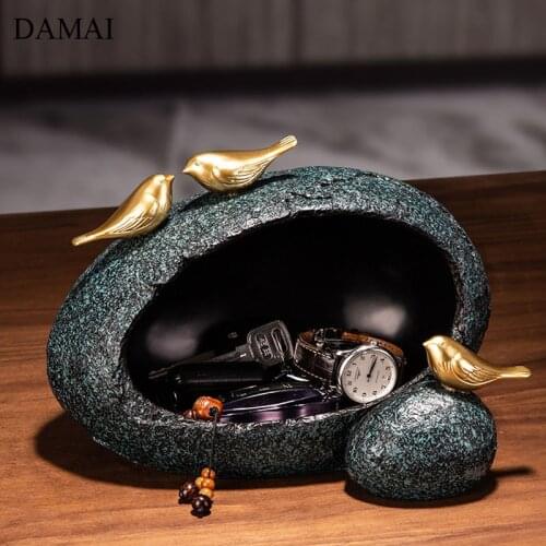 Chinese Birds Nest Figurine Golden Bird Decorative Ornaments Living Room Desktop Candy Snacks Sundries Storage Home Decoration