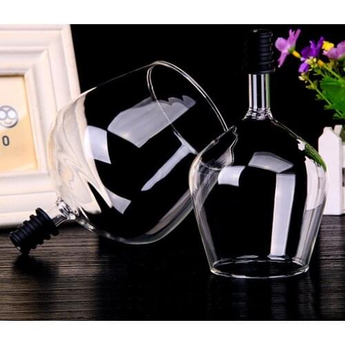 Creative Red Wine Champagne Glass Cup with Silicone Seal Drink Directly from Bottle Crystal Glasses Cocktail Mug