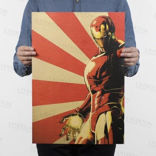 Marvel Hero Iron Man Vintage Kraft Paper Classic Movie Poster Home Decor Art Office School DIY Retro Prints Boys Toy Figures