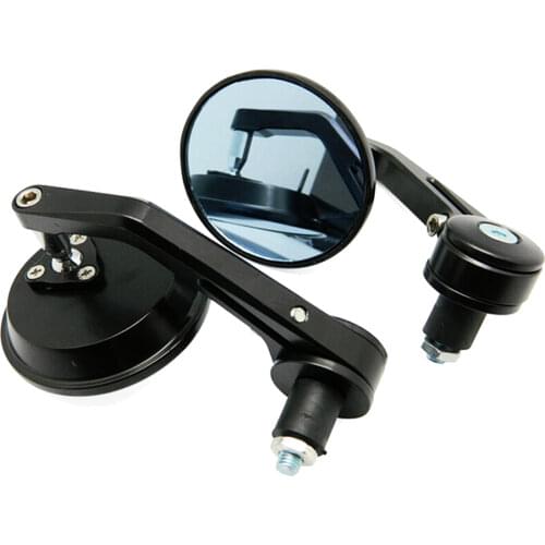 Free shipping Universial CNC Motorcycle Bikes 3" Round 7/8" Handle Bar End Rearview Side Mirrors Black CAFES RACER BOBBER