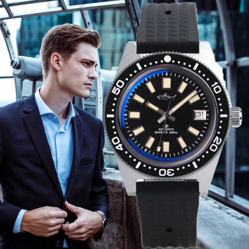HEIMDALLR NH35 Mens Diver Watch Stainless Steel Japan Movement Automatic Wayches 300M Waterproof Luminous Mechanical Watch