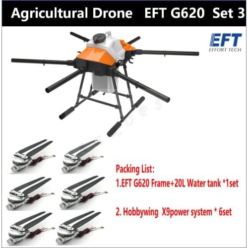 EFT GX Series G620 Four-axis 20L/KG Agricultural Spray Drone Frame Water Tank Kit Sprayer for Pesticide Spraying