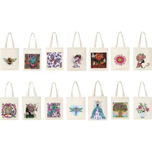 DIY Plant Animal Diamond Painting Shopping Tote Bags Mosaic Kit Rhinestone Drawing Picture Set Art Craft Shoulder Handbags
