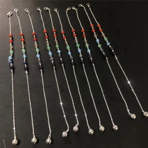 Natural Stone Pendulum Pendant 7 Chakra Chain for Divination Crystal Jewelry Charm Amulet Healing Pendant