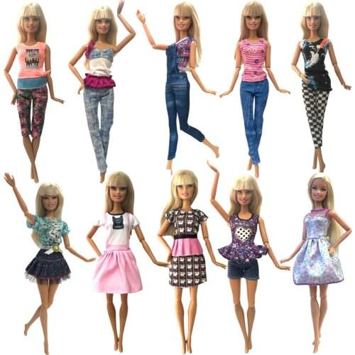 NK Newest 10 Pcs/Set Doll Casual Party Dress Suit Fashion Clothing For Barbie Accessories Doll Noble Clothing Girl Toy Gift 9X