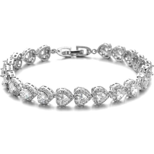 High quality fashion temperament heart-shaped zircon bracelet for women/girls wedding party new bride jewelry SL-020