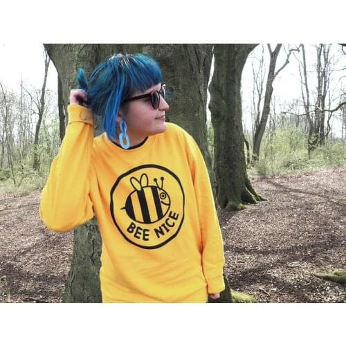 Skuggnas New Arrival Bee Nice Sweatshirt Funny fashion graphic grunge tumblr Sweatshirt Hipster Slogan Aesthetic Pullovers