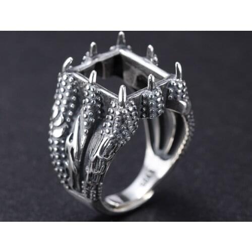 12*14mm 925 STERLING SILVER mens Semi Mount Bases Blanks base blank Pad VINTAGE claw ring Setting set jewelry gift diy A2048