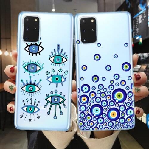 FLYRUI Lucky Eye Blue Evil Eye Clear Phone Case For Coque Samsung S8 S9 S10 S20 Plus Ultra S10E A51 A71 A21S Soft TPU Cover Skin