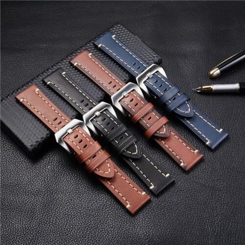 New Handmade Genuine Leather Watchbands Grilled Design Watch Band 18mm 20mm 22mm 24mm Casual Business Straps Watch Accessories