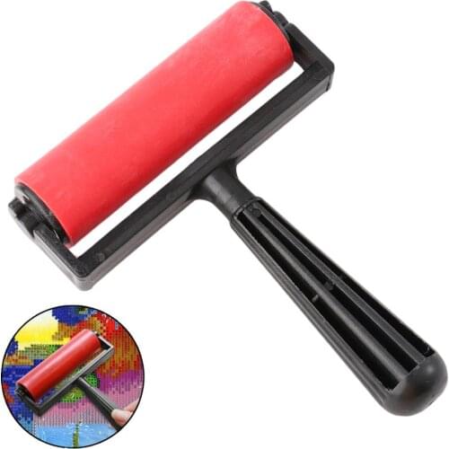 10cm Printmaking Rubber Roller Soft Brayer Craft Projects Ink and Stamping Tools (Red)