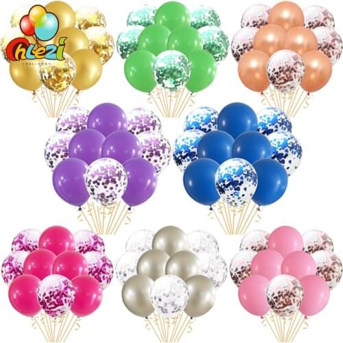 10pcs Mix Rose Gold Colorful Confetti Latex Balloons Pink 12inch Party Balloons for Baby Shower Bridal Shower Wedding decoration