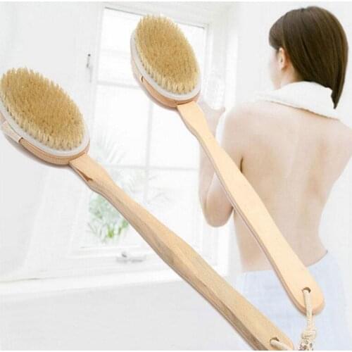 Bathroom Body Brushes Long Handle Bath Natural Bristles Wooden Massager Brushes Handle With Exfoliating Brushing Shower Too M1E9