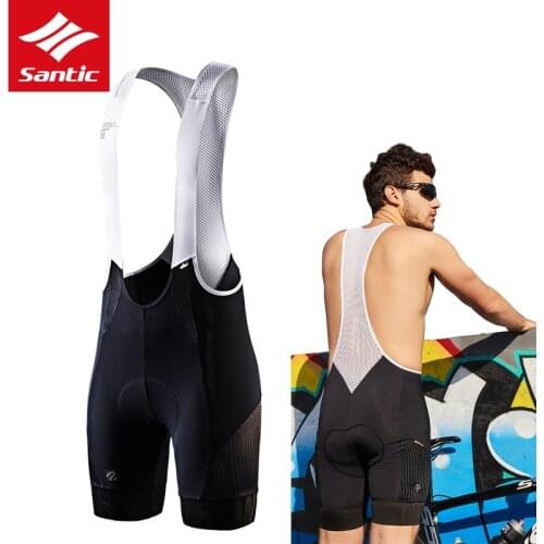 Santic Cycling Bib Shorts Men Pro MTB Road Bike Shorts Italian Padded Summer Autumn Breathable Quick Dry Ciclismo Bicycle Shorts
