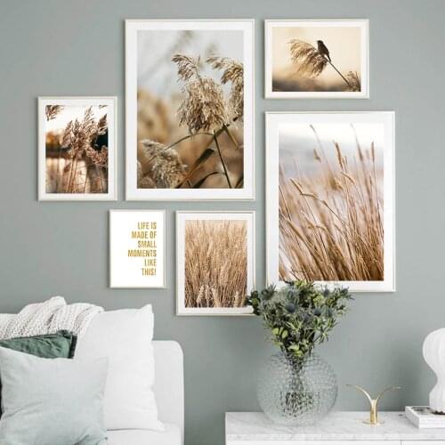 Scandinavian Decoration Grass Reed Nature Plant Canvas Painting Print Nordic Poster Landscape Decorative Picture Wall Art Decor