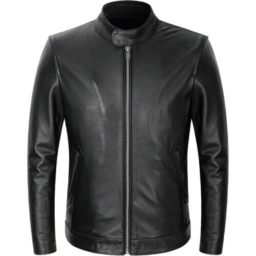 Spring And Autumn Sheepskin/Cowhide New Motorcycle Genuine Leather Slim Jacket Coat Men Fashion Biker Jacket Mens Clothes