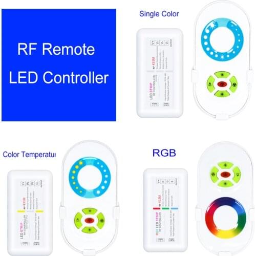LED Controller Shell RF Touch Remote Controller Dimmer for Single Color Color Temperature RGB LED Strip Light DC12V-24V 18A