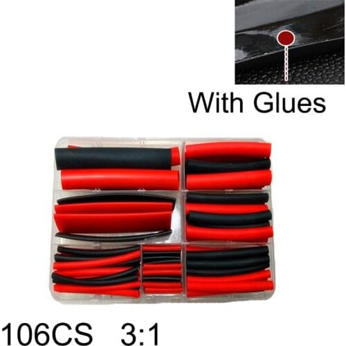 106pcs 3:1 Heat Shrink Tubing with Glue Adhesive Lined Dual Wall Waterproof Insulation Sleeving Wrap Wire Cable kit