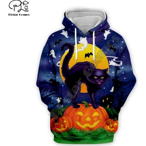 Pumpkin Bat Black cat print Men 3d galaxy Hoodies Halloween Christmas skull Sweatshirt zipper women unisex Tracksuit