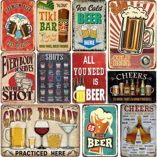Vintage Metal Sign Beer Tin Sign Retro Wall Stickers Home Man Club Decoration Metal Plaque Signs Bar Pub Decor Tin Plates