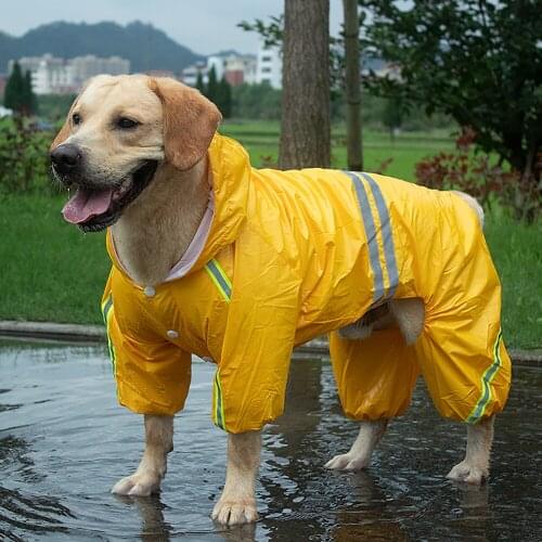Pu made dog cloth waterproof jackets raincoat for dogs S-5XL size with light reflecting strapes breathable dog hooded rain coats
