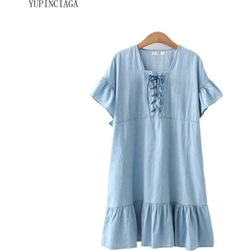 Korean Casual New Retro Square-Neck Skirt Thin Denim Dress 2021 Summer Girls Sweet Hight Waist Dresses 2116844