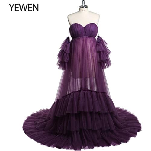 Sweetheart Neck Evening Dress with Separate Sleeves Sheer Pregnancy Robe Maxi Woman Photography Dress YEWEN