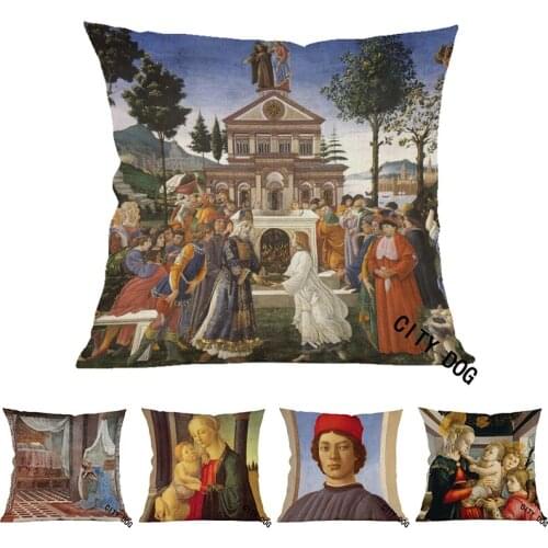 Painting art Three temptations of Christ and the healing of a leper Cotton and linen square pillow Cushion cover pillowcaseDecor