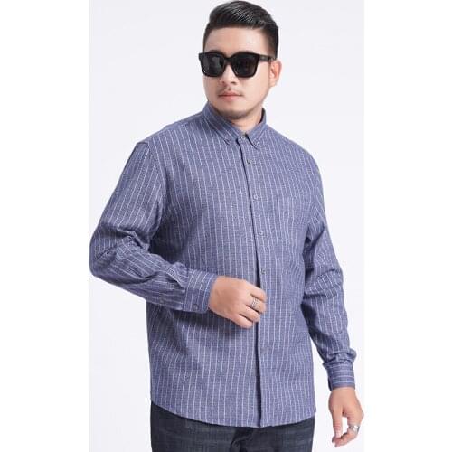 100% Cotton New Men Large Size Big Shirt Plus Size 5xl 6xl 7xl 8xl Winter Autumn Blue Long Sleeve Dress Shirt Business Classic