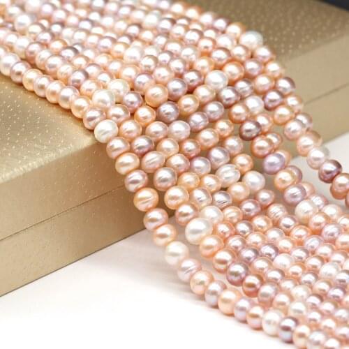 100% Natural Freshwater Round Mixed Color Four-sided Light Pearl DIY Necklace Bracelet Jewelry Accessories Birthday Gift Making