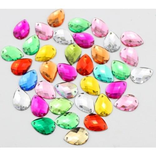 10 Colors Mixed 100pcs/Lot 13*18mm Sewing Crystal Rhinestones For Clothing DIY Handmade Accessories