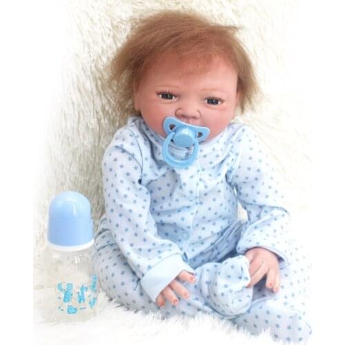 18Inch 45cm Reborn Doll Blue Clothes Body Newborn Baby Realistic Soft Silicone Reborn Babies Boy For Childrens Playmate Gifts