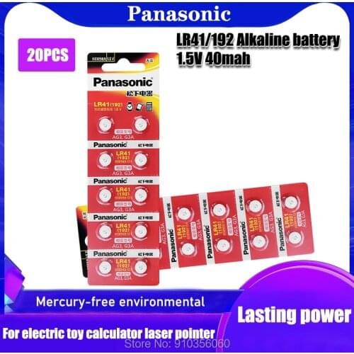 20PCS Panasonic 1.55V Alkaline AG3 Cell Coin Battery Batteries For Watch Toys AG3 G3A L736 192 LR41 392 Button Batteries