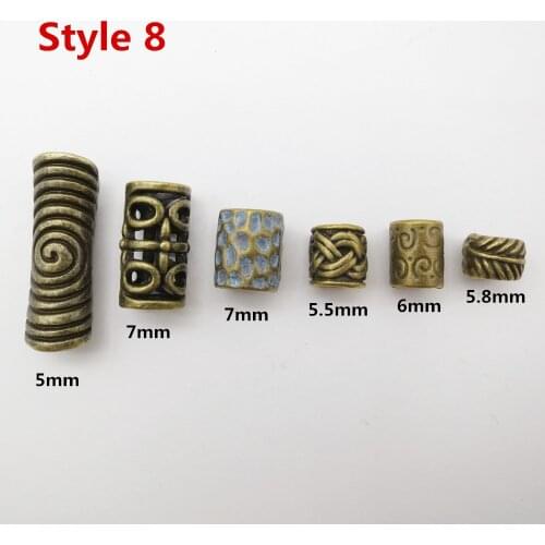 6Pcs/Pack mix Bronze Viking Rune hair braid dread beard dreadlock beads rings tube for hair accessories