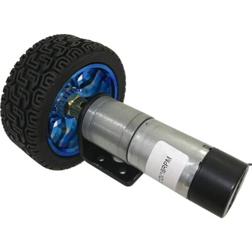 6V 12V 24V DC Geared Motor Encoder 12-1360RPM Adjustable Speed Reversed With Mounting Bracket Coupling Wheel DIY Toy Car Kit