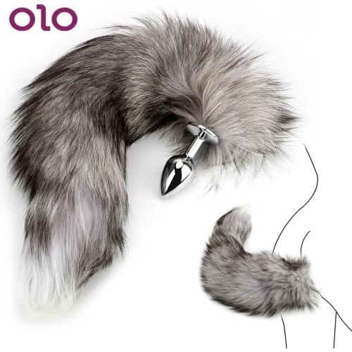 OLO Fox Tail Anal Plug Metal Butt Plug Smooth Touch Anal Beads Sex Toys For Women Man Gay Anus Dilator Adult Products